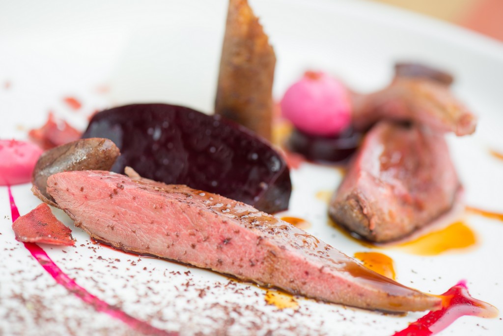 Roasted Breast & Confit Leg of Duck Sloane’s Black Pudding, Beetroot and Peanuts
