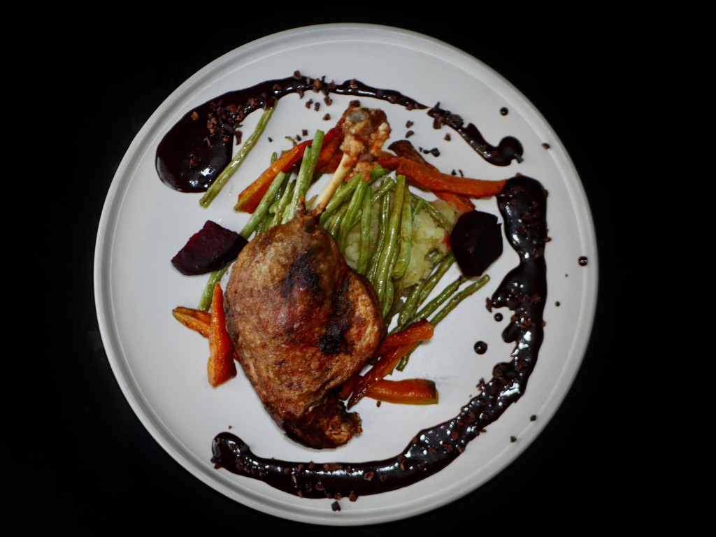 Duck Confit with Dark Chocolate & Mulberry Sauce 5