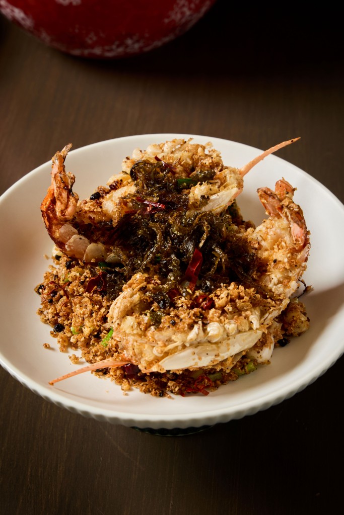 River Prawns with Chinese Olive Leaf and Garlic